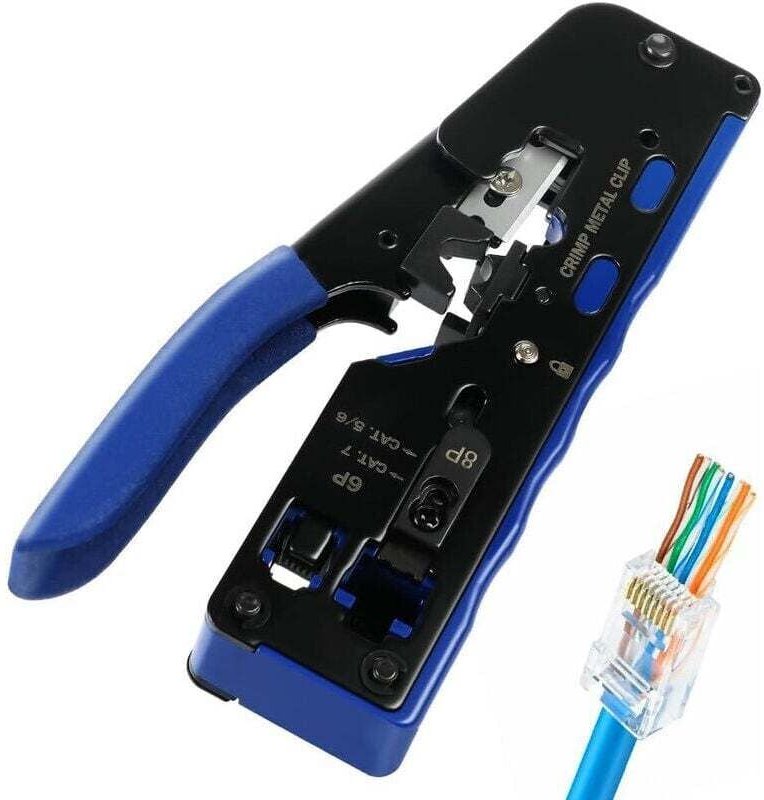 Pince à sertir pour câbles, pince à sertir pour connecteurs Ethernet RJ45, RJ11, Cat6a, Cat6 et Cat5e, pince à dénuder p...