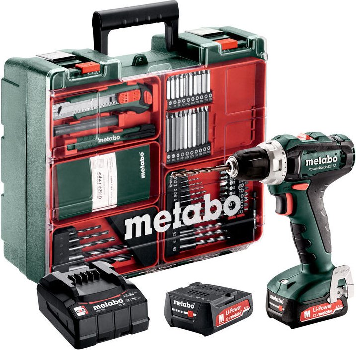 Metabo - Akku-Bohrschrauber PowerMaxx bs 12 Set - Mobile Werkstatt