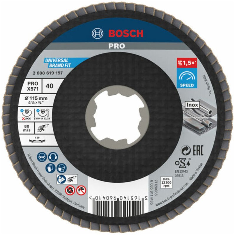 Bosch - Accessories 2608619197 Fächerschleifscheibe Durchmesser 115 mm Bohrungs-Ø 22.23 mm 1 St.