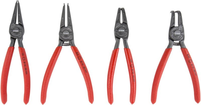 Sicherungsringzangen-Satz 4-teilig mit Innen- und Außensicherungsringzangen - Stier