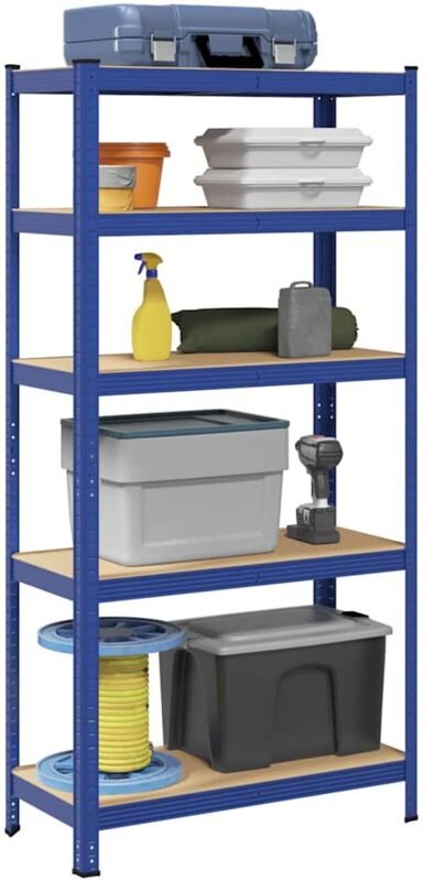 Lagerregal mit 5 Böden Blau Stahl & Holzwerkstoff Vidaxl