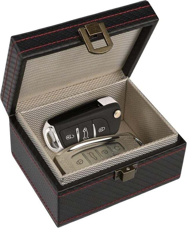 Faraday-Box 11,5 x 9 x 6,3 cm, Auto-Schlüsselanhänger-Schutz, Kohlefaser-Signalblocker für schlüssellose Anhänger, RFID-...