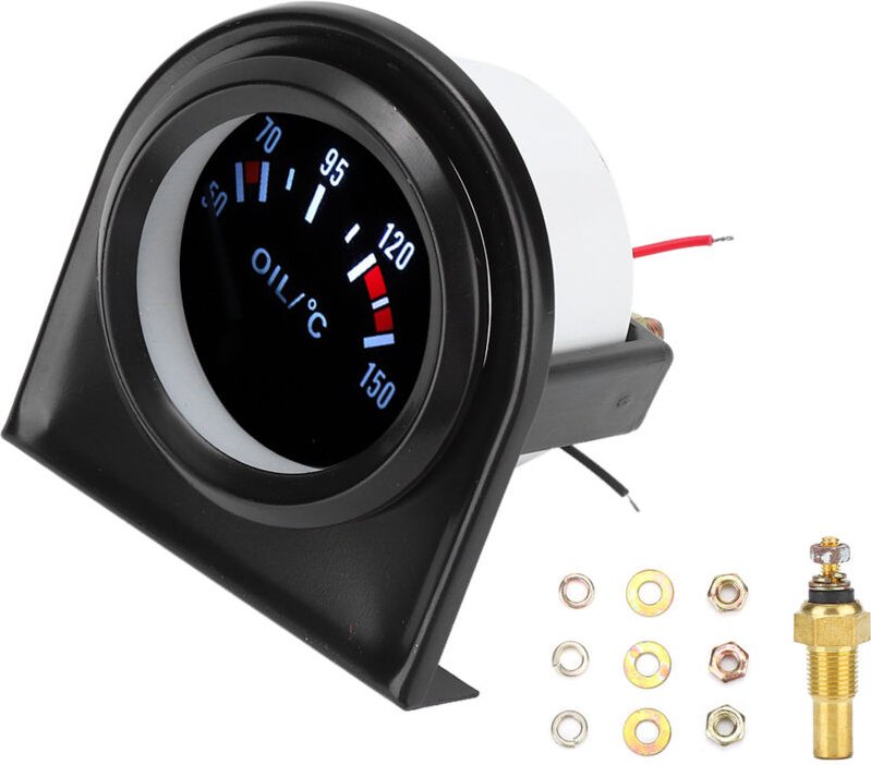 Kfz-Wassertemperaturanzeige, 2 Zoll 52 mm LED-Lichtzeiger Kfz-Öltemperaturanzeige 50-150 ℃.