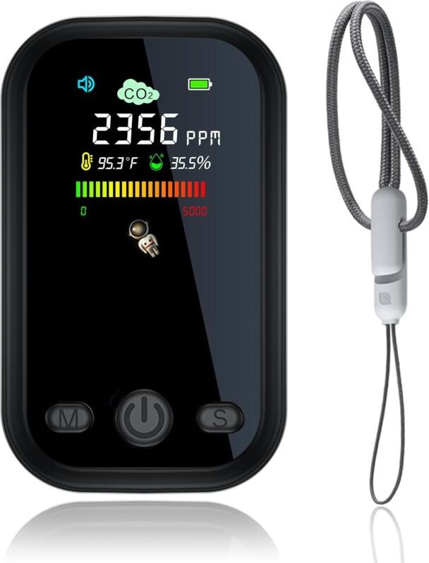 Verbesserter Mini-CO2-Detektor, kalibrierbares 3-in-1-tragbares CO2-Messgerät, Luftqualitätsmonitor