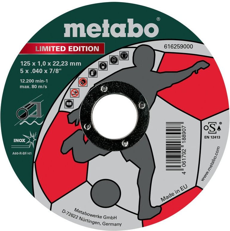Metabo - Limited Edition Soccer 125 x 1,0 x 22,23 mm, Inox, Trennscheibe, gerade Ausführu