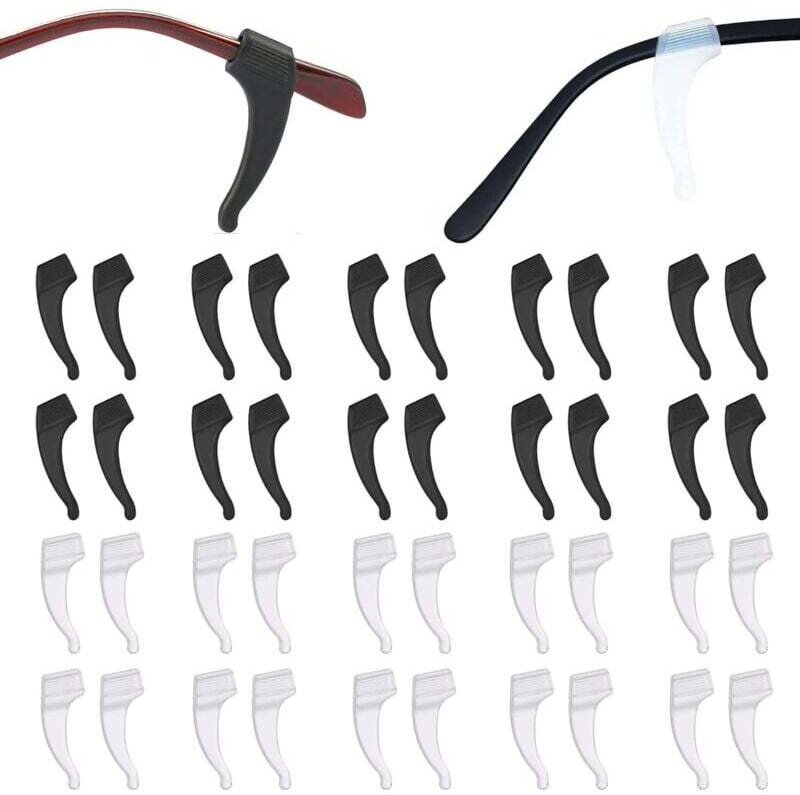 20 Paar Silikon-Brillenhaken, rutschfeste Brillenpads, rutschfeste Silikon-Brillenschutzkappen, Sonnenbrillen