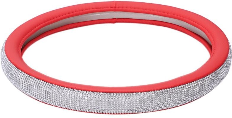 Tlily - Lenkradbezüge aus Leder mit Kristall-Strasssteinen, Lenkradbezug, Auto-Innenausstattung für Frauen und Mädchen (...