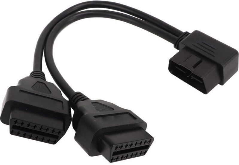 OBD2 1 auf 2 Y-Splitter, 16-poliges Verlängerungskabel, Kfz-Diagnose-Verlängerungskabeladapter, geeignet für 12V 24V OBD...