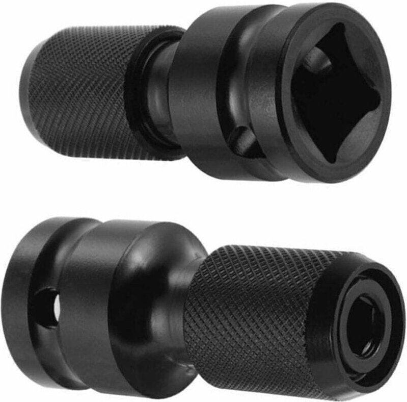 Set mit 2 Schnellverschluss-Stecknussadaptern 1/2" Vierkant auf 1/4" Sechskant für Schlagschrauber