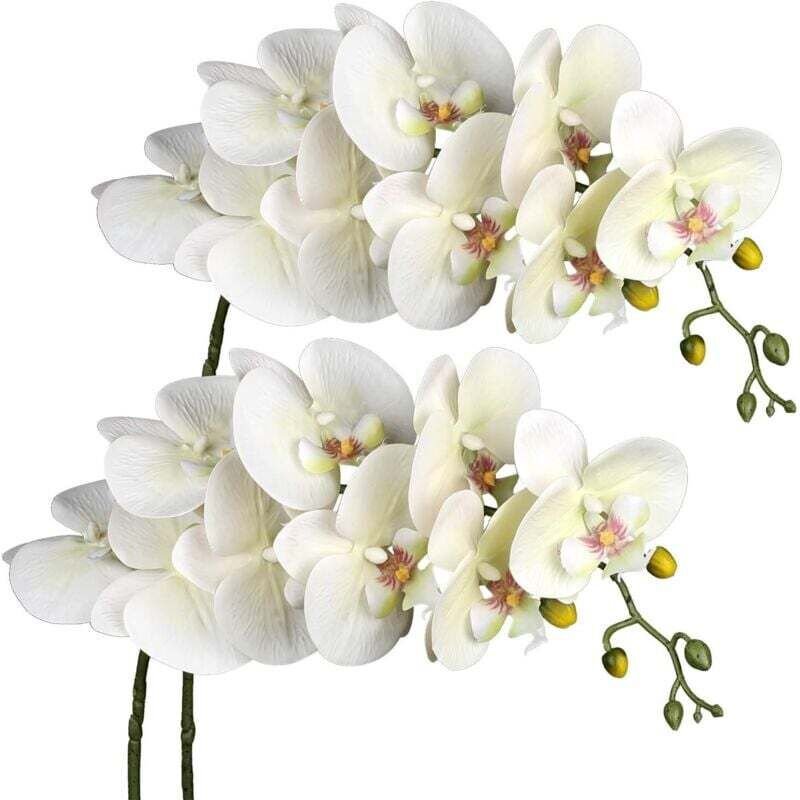 Vtizikl 2 orchidées Phalaenopsis artificielles, fleurs en soie à 9 têtes, 96 cm, adaptées à la décoration de mariage à d...