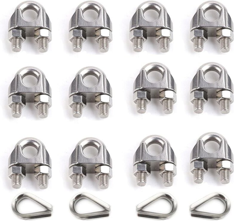 10 Stück Drahtseilklemme 8mm Edelstahl 304 Seilklemme M8 Drahtseilklemmen Bügelseilklemme Stahlseil Seilverbinder für Dr...