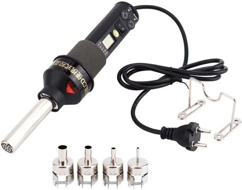 Heißluftpistole, 220 V, 450 W, verstellbare, tragbare elektronische Heißluftpistole mit 4 Düsen und 1 LCD-Bildschirmhalt...