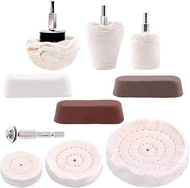 10-teiliges Polierscheiben-Set mit Polierpaste – Polierscheiben für Akkuschrauber – Poliertes Aluminium und Edelstahl