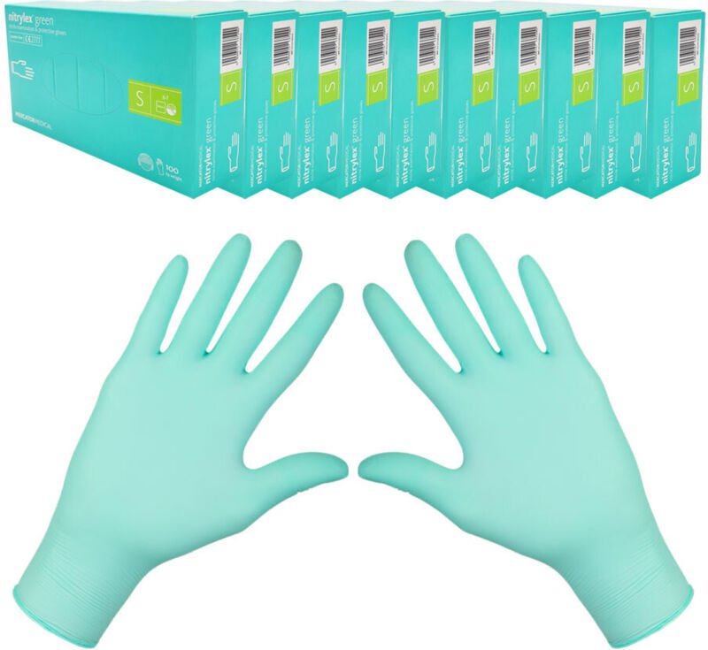 Mercator Nitrylex Grüne Nitrilhandschuhe, Größe S, grün, 100 Stück, Karton (10er-Packung)