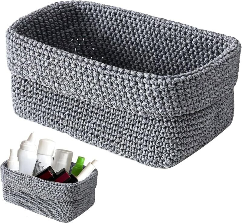 Handgewebte Aufbewahrungskörbe – kleine, natürliche Organizer-Körbe für Schubladen, Badezimmer, Handtücher und Kosmetika...