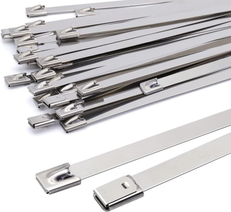 Metall-Kabelbinder 400 x 7,9 mm, silberne Edelstahl-Kabelbinder, strapazierfähige Kabelbinder – Kabelbinder aus Metall –...