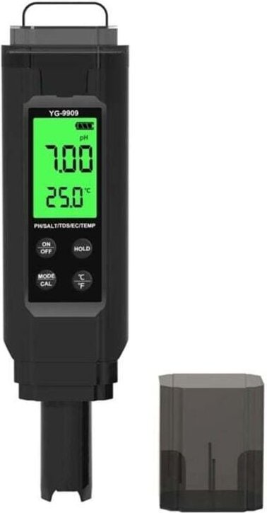 5-in-1 Tragbarer Aquarienwasserqualitätstester: Messstift für pH-Wert, TDS, EC, Temperatur und Salzgehalt