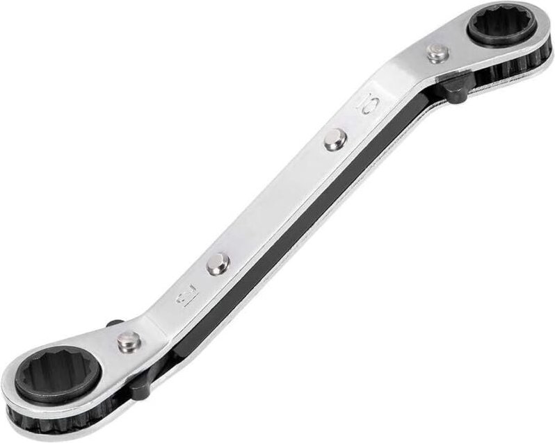 Wende-Ratschenschlüssel, versetzte Doppelstecknuss 10 mm x 12 mm, Chrom-Vinyl-Stahl