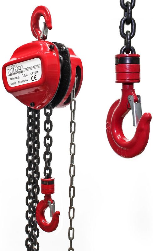Wiltec - Kettenzug mit 1000kg Traglast, 3 m Kettenlänge und 2,5 m Hubhöhe, für einfaches Lastenheben, Flaschenzug Seilzu...