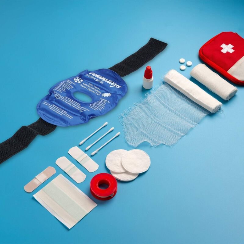 Set of 4 strap on gel knee pads in blue