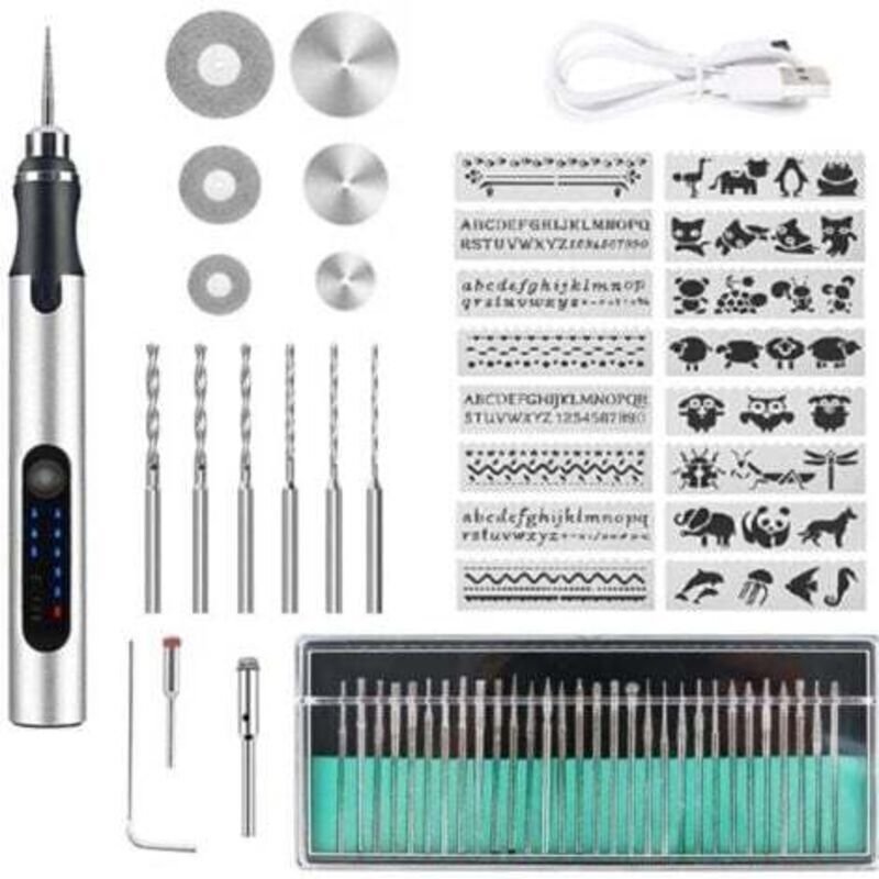 Kabelloser elektrischer Gravierstift, USB-wiederaufladbares Gravierwerkzeug-Set, geeignet für Schmuck, Glas, Kunststoff,...
