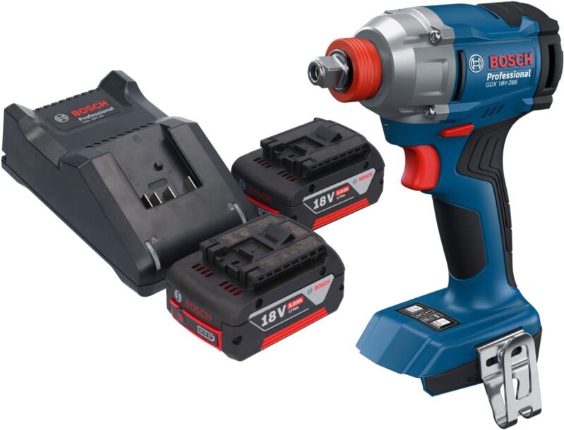 Bosch GDX 18V-285 Professional Akku Drehschlagschrauber 18 V 285 Nm 1/4'' Brushless + 2x Akku 5,0 Ah + Ladegerät