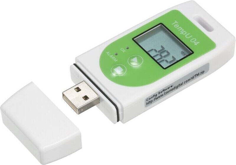 USB-Datenlogger-Thermometer – Wiederverwendbare Temperaturaufzeichnung (32.000 Datenpunkte), Grün