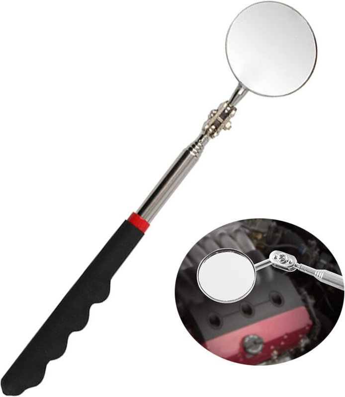Teleskopspiegel, verstellbare Inspektionsspiegel, um 360 Grad drehbarer Inspektionsspiegel, ausziehbar bis 73 cm, mit Gr...