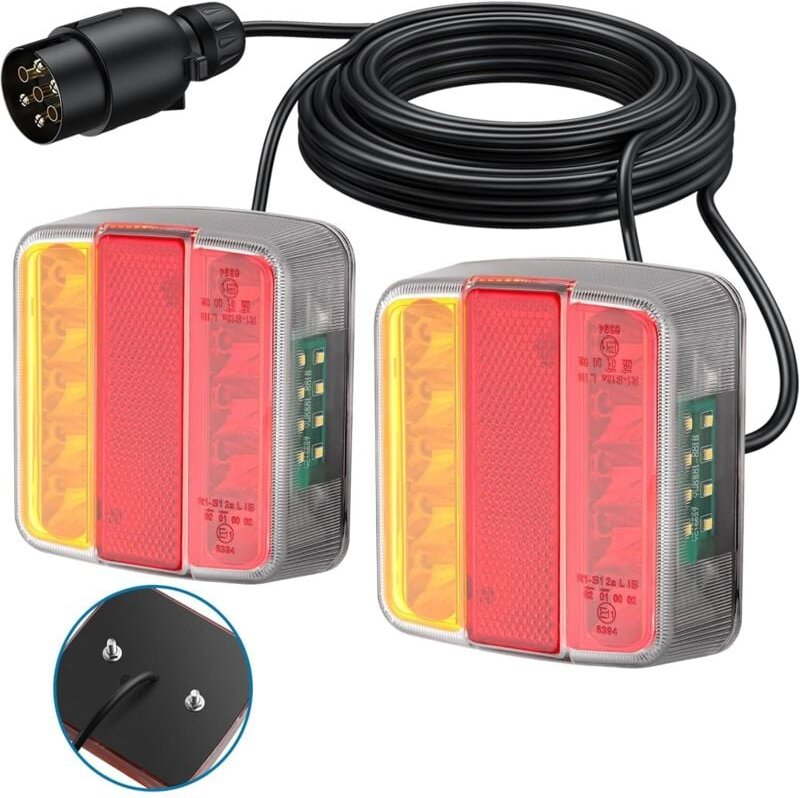 Rückleuchten für Anhänger, Schraubbefestigung, 7,5 m Kabel, 7-polig, 18 superhelle LEDs mit E-Prüfzeichen E11 für den St...