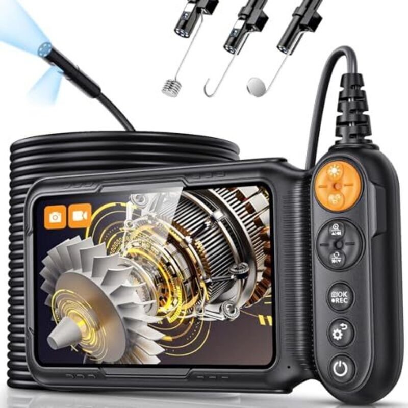 Endoskopkamera mit zwei Objektiven, 5-Zoll-1080p-HD-IPS-Bildschirm, Inspektionskamera mit 8+1 LEDs, wasserdicht nach IP6...