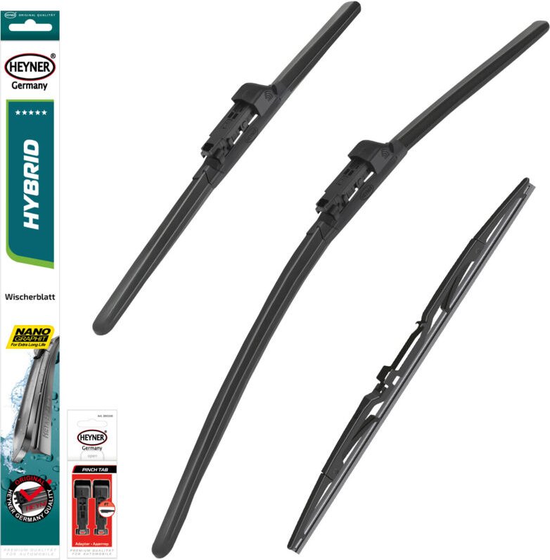 HEYNER® Scheibenwischer mit Heckwischer komp. mit CHEVROLET AVEO (06.2011 - 12.2018) HYBRID Flachbalkenwischer