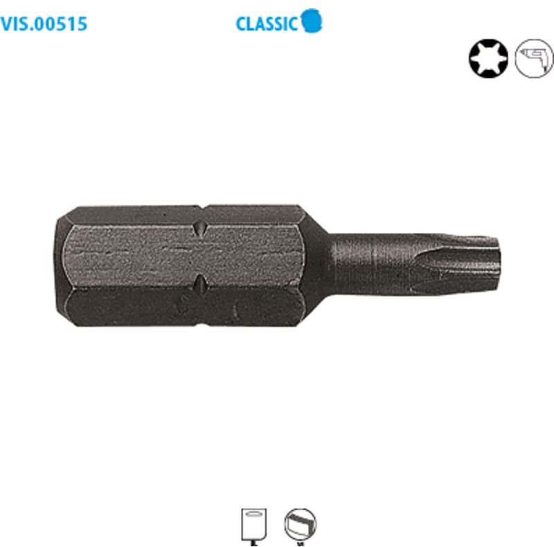 Kurzschaft-Schraubendreher-Einsatz 1/4'' - TORX® Classic T25 Long. 25, Packung mit 2