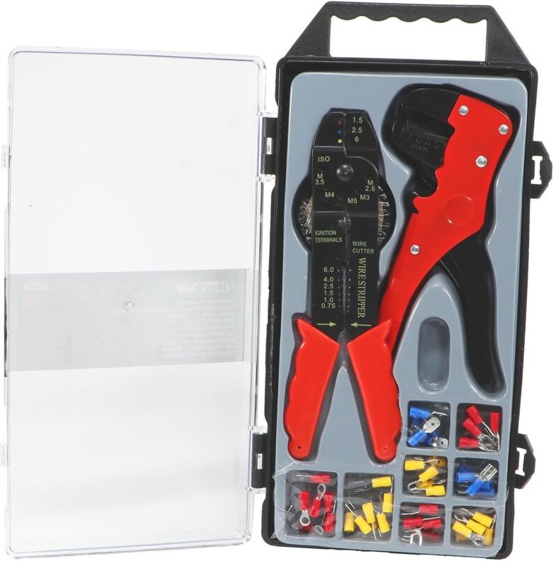 Kabelschuhklemmzange und Abisolierzange Set 45 teilig Kabelschuhe Zangen