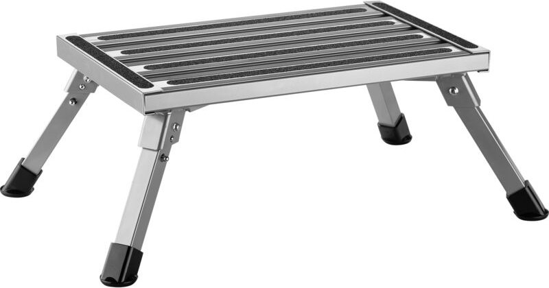 Wiltec Camping Trittstufe bis 150 kg Tritthocker klappbar aus Stahl Trittleiter mit 1 Stufe