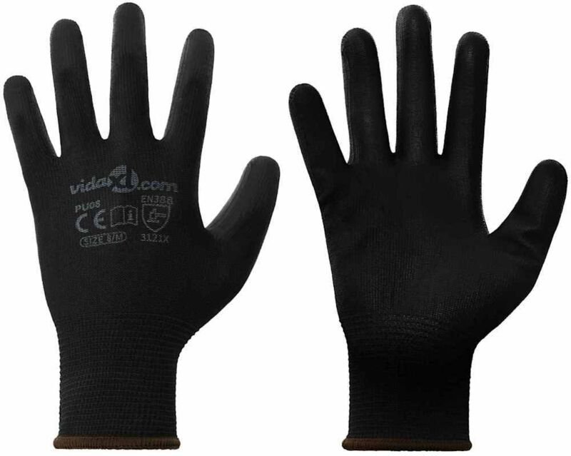Arbeitshandschuhe 12 pcs Schwarz 8 / m Polyester vidaXL