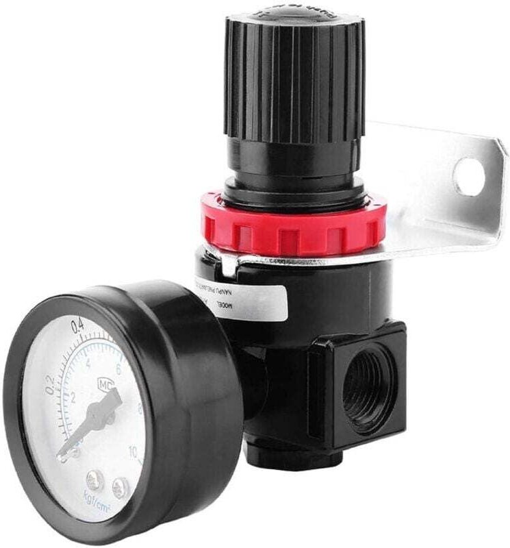 Mini-Luftdruckregler, AR-2000 G1/4, 10-bar-Luftkompressorventil, Druckminderungsventil mit Manometer, Druckluft-Gasaufbe...