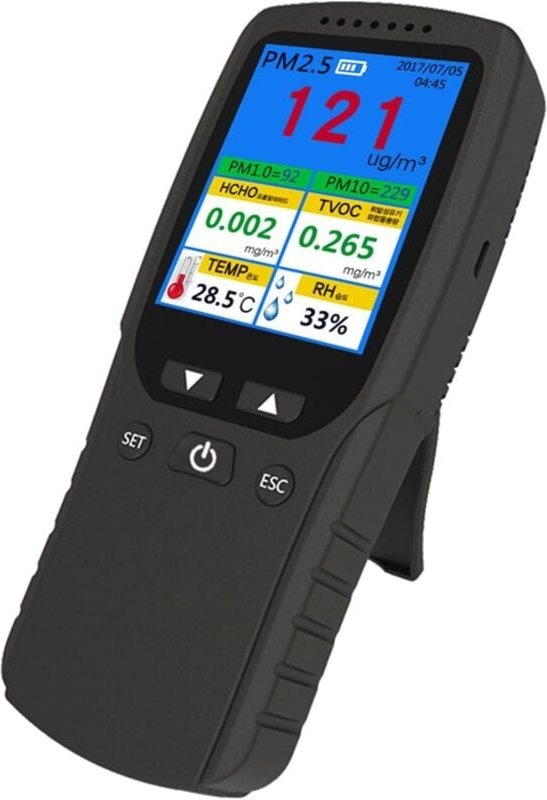 Innenraumluftqualitätsmonitor, 8-in-1-Luftqualitätstester, HCHO-Detektor, Temperaturtester, Partikelzähler, Luftverschmu...