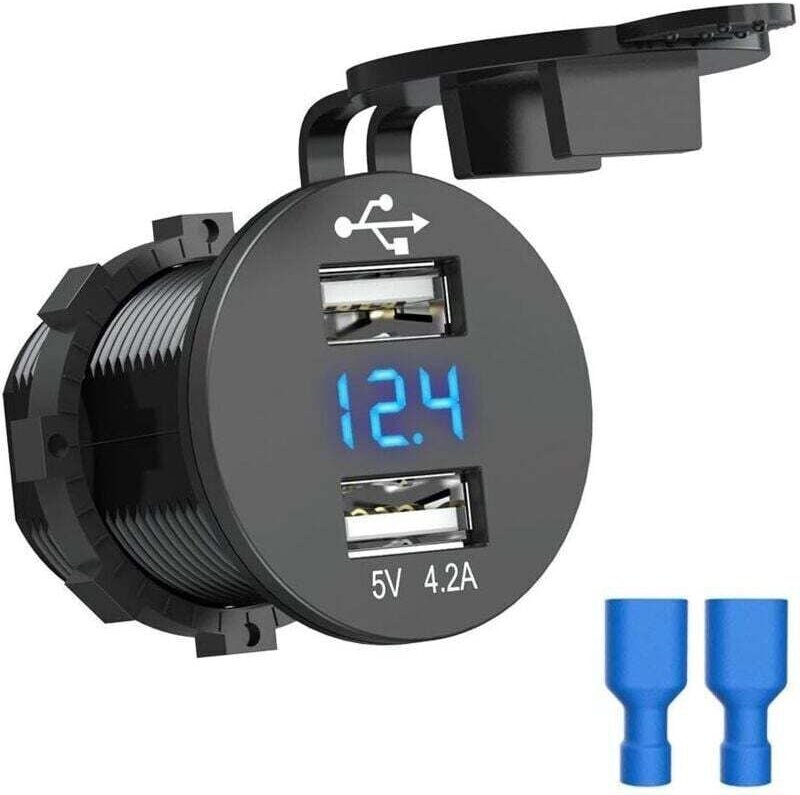 KZQ - 12-V-USB-Autosteckdose, 5-V-Autoladegerät, 4,2 a, wasserdichtes USB-Ladegerät, kfz Dual-Auto-Zigarettenanzünder-Ad...