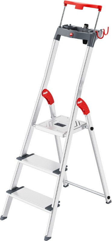 Hailo L84 ComfortLine, Alu-Sicherheits-Stehleiter, 3 Stufen