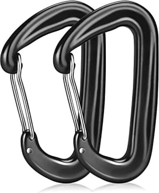 Karabiner mit 1200kg Belastbarkeit, 2 Stück Karabinerhaken Groß Robust, Karabiner Schwarz für Hängematten, Camping, Wand...