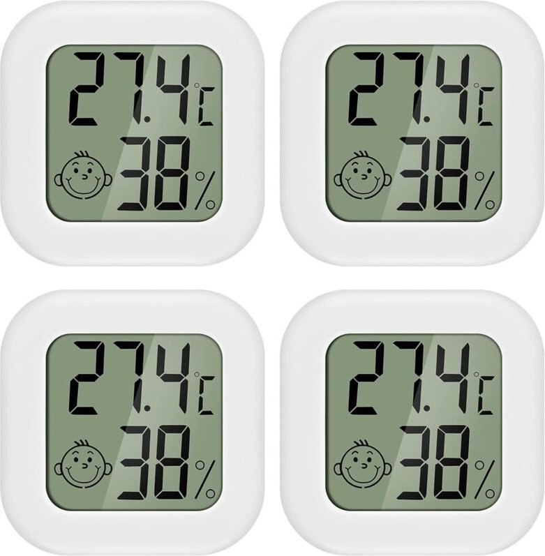 4-teiliges Mini-LCD-Thermometer-Hygrometer-Set für den Innenbereich, geeignet für Kinderzimmer, Zimmer älterer Menschen ...