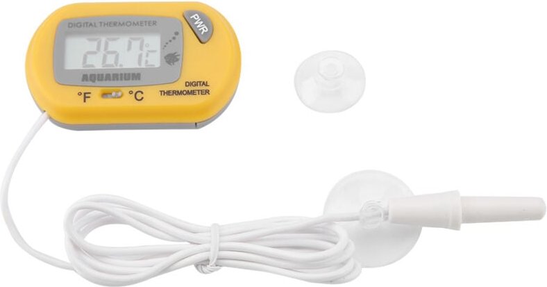 Kleines gelbes digitales Aquarium-/Fischbecken-Thermometer zur Temperaturmessung
