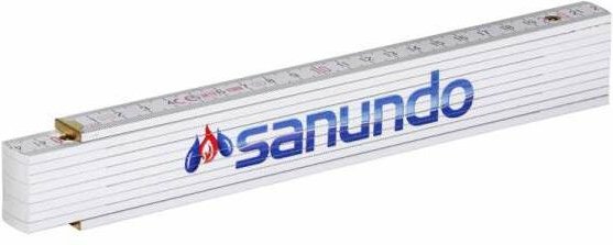 Premium-Zollstock 2 m in weiß mit einer zweifarbigen Farbskala - Sanundo