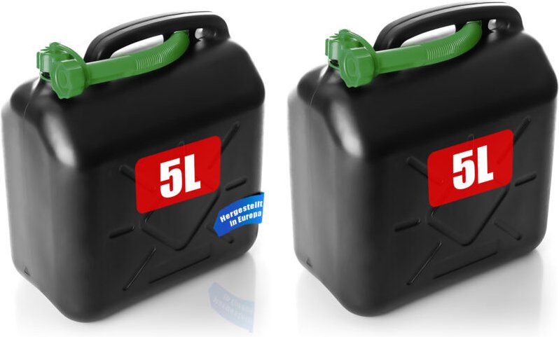 BigDean 2 Stück Benzinkanister 5L mit flexiblem Ausgießer - Kraftstoffkanister für Benzin & Diesel - UN-Zulassung handli...