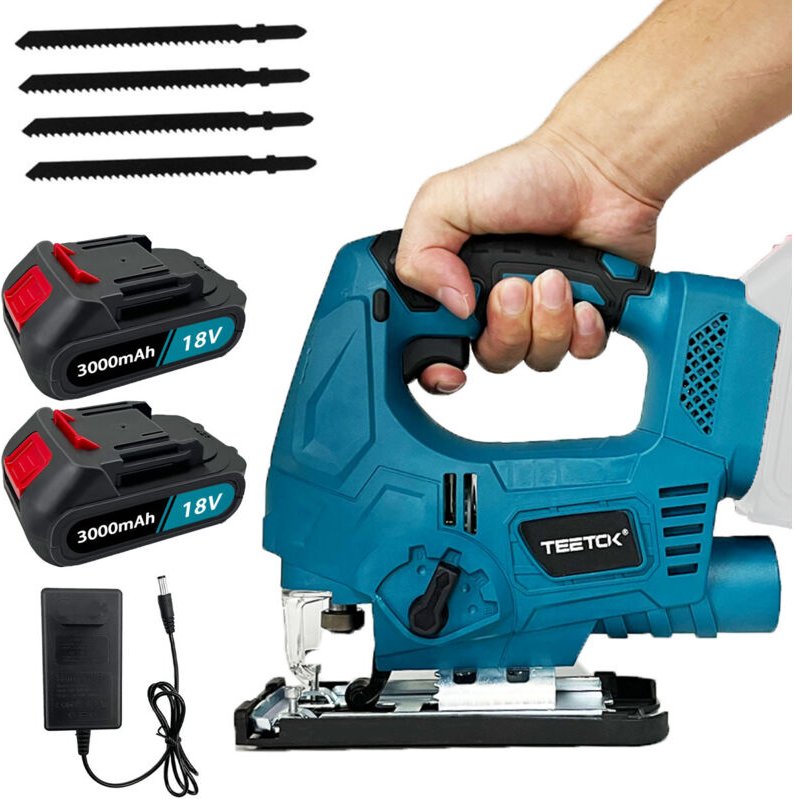 Stichsägen,18 V LXT Akku-Stichsäge 26 mm ± 45 ° Säge mit variabler Geschwindigkeit + 4 Klingen + 2 x 3000-mAh-Akkus + La...