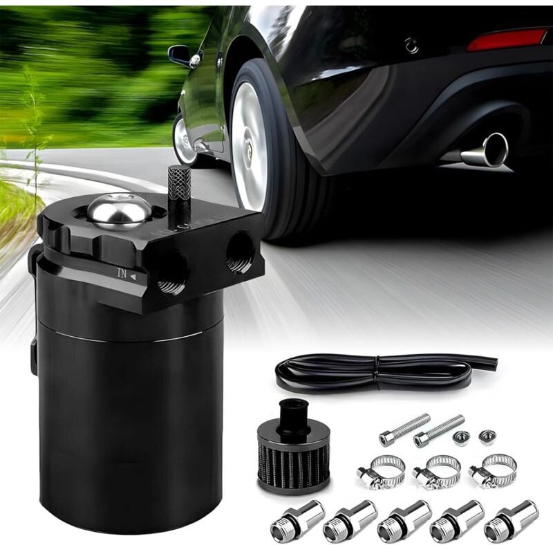 Ölauffangbehälter Auto, 300 ml Aluminium-Autotank, Universal-Auto-Ölabscheider-Luftfilter mit Luftfilter, Schlauch und a...