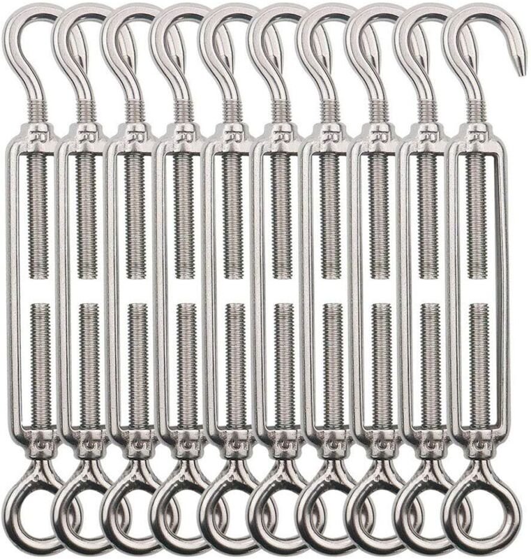 10 Stück Edelstahl-Seilspanner, M5-Draht, Haken- und Ösenspanner, Edelstahl-Seilspanner, 304 Edelstahl-Seilspanner, für ...