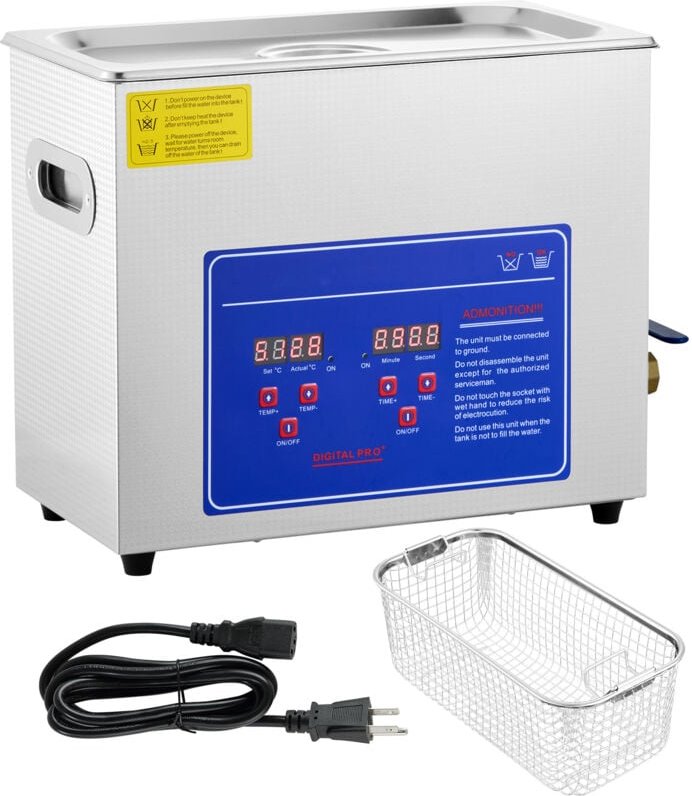 6L Professioneller Ultraschallreiniger, Digitaler Timer & Heizung, Edelstahl, 40kHz, für Schmuck, Brillen, Uhren, Ringe,...