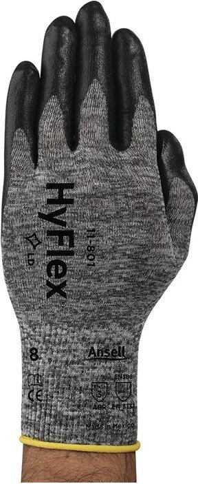 Handschuhe HyFlex 11-801 Größe 7 grau/schwarz en 388 PSA-Kategorie ii - Ansell