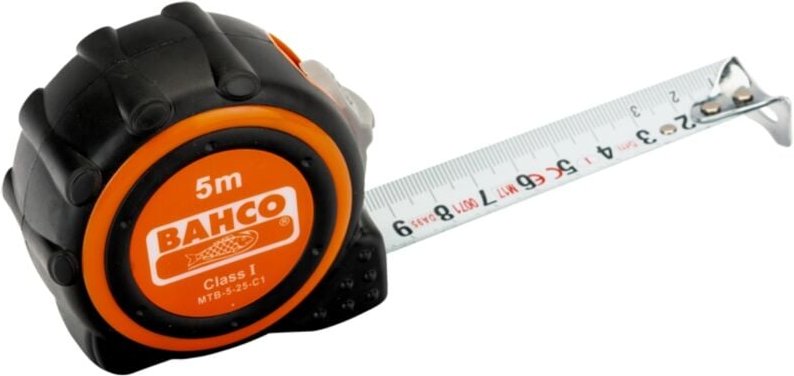 Bahco Kurzes Maßband mit Gummigriff, Genauigkeitsklasse I, 5 m